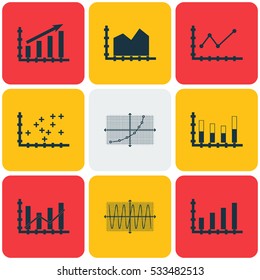 Set Of Graphs, Diagrams And Statistics Icons. Premium Quality Symbol Collection. Icons Can Be Used For Web, App And UI Design. Vector Illustration, EPS10.
