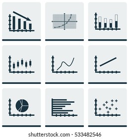 Set Of Graphs, Diagrams And Statistics Icons. Premium Quality Symbol Collection. Icons Can Be Used For Web, App And UI Design. Vector Illustration, EPS10.