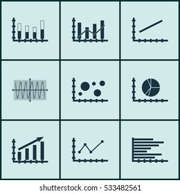 Set Of Graphs, Diagrams And Statistics Icons. Premium Quality Symbol Collection. Icons Can Be Used For Web, App And UI Design. Vector Illustration, EPS10.