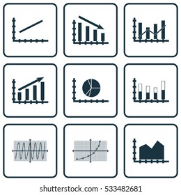 Set Of Graphs, Diagrams And Statistics Icons. Premium Quality Symbol Collection. Icons Can Be Used For Web, App And UI Design. Vector Illustration, EPS10.