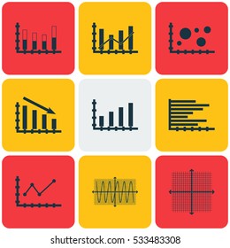 Set Of Graphs, Diagrams And Statistics Icons. Premium Quality Symbol Collection. Icons Can Be Used For Web, App And UI Design. Vector Illustration, EPS10.