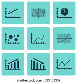 Set Of Graphs, Diagrams And Statistics Icons. Premium Quality Symbol Collection. Icons Can Be Used For Web, App And UI Design. Vector Illustration, EPS10.