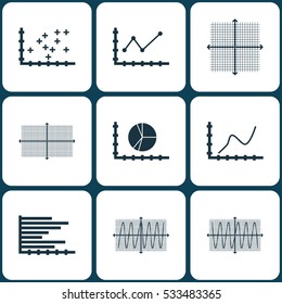 Set Of Graphs, Diagrams And Statistics Icons. Premium Quality Symbol Collection. Icons Can Be Used For Web, App And UI Design. Vector Illustration, EPS10.