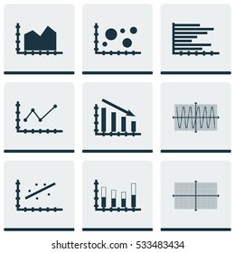 Set Of Graphs, Diagrams And Statistics Icons. Premium Quality Symbol Collection. Icons Can Be Used For Web, App And UI Design. Vector Illustration, EPS10.