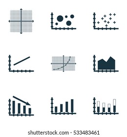 Set Of Graphs, Diagrams And Statistics Icons. Premium Quality Symbol Collection. Icons Can Be Used For Web, App And UI Design. Vector Illustration, EPS10.
