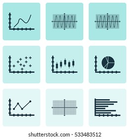 Set Of Graphs, Diagrams And Statistics Icons. Premium Quality Symbol Collection. Icons Can Be Used For Web, App And UI Design. Vector Illustration, EPS10.