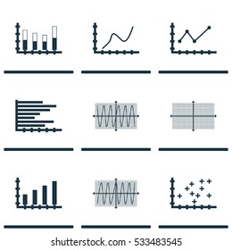 Set Of Graphs, Diagrams And Statistics Icons. Premium Quality Symbol Collection. Icons Can Be Used For Web, App And UI Design. Vector Illustration, EPS10.