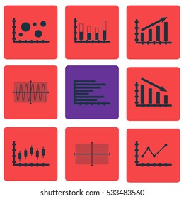 Set Of Graphs, Diagrams And Statistics Icons. Premium Quality Symbol Collection. Icons Can Be Used For Web, App And UI Design. Vector Illustration, EPS10.