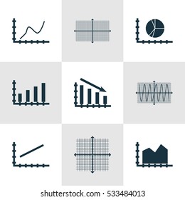 Set Of Graphs, Diagrams And Statistics Icons. Premium Quality Symbol Collection. Icons Can Be Used For Web, App And UI Design. Vector Illustration, EPS10.