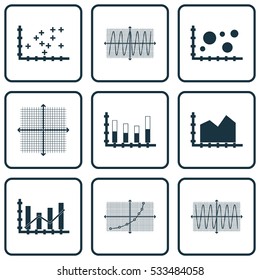 Set Of Graphs, Diagrams And Statistics Icons. Premium Quality Symbol Collection. Icons Can Be Used For Web, App And UI Design. Vector Illustration, EPS10.