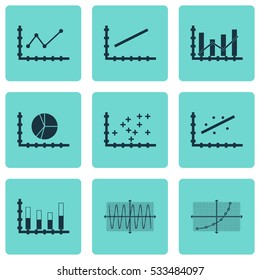 Set Of Graphs, Diagrams And Statistics Icons. Premium Quality Symbol Collection. Icons Can Be Used For Web, App And UI Design. Vector Illustration, EPS10.