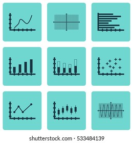 Set Of Graphs, Diagrams And Statistics Icons. Premium Quality Symbol Collection. Icons Can Be Used For Web, App And UI Design. Vector Illustration, EPS10.