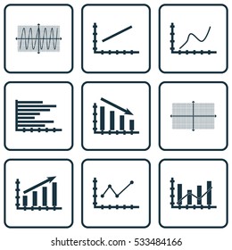 Set Of Graphs, Diagrams And Statistics Icons. Premium Quality Symbol Collection. Icons Can Be Used For Web, App And UI Design. Vector Illustration, EPS10.
