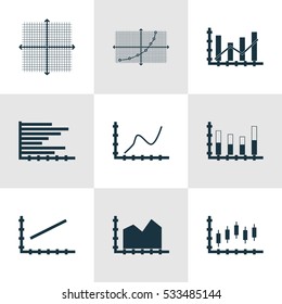 Set Of Graphs, Diagrams And Statistics Icons. Premium Quality Symbol Collection. Icons Can Be Used For Web, App And UI Design. Vector Illustration, EPS10.