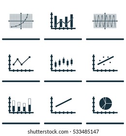 Set Of Graphs, Diagrams And Statistics Icons. Premium Quality Symbol Collection. Icons Can Be Used For Web, App And UI Design. Vector Illustration, EPS10.