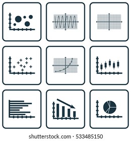 Set Of Graphs, Diagrams And Statistics Icons. Premium Quality Symbol Collection. Icons Can Be Used For Web, App And UI Design. Vector Illustration, EPS10.