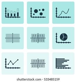 Set Of Graphs, Diagrams And Statistics Icons. Premium Quality Symbol Collection. Icons Can Be Used For Web, App And UI Design. Vector Illustration, EPS10.