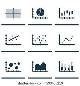 Set Of Graphs, Diagrams And Statistics Icons. Premium Quality Symbol Collection. Icons Can Be Used For Web, App And UI Design. Vector Illustration, EPS10.