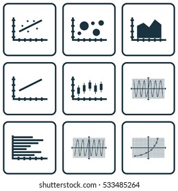 Set Of Graphs, Diagrams And Statistics Icons. Premium Quality Symbol Collection. Icons Can Be Used For Web, App And UI Design. Vector Illustration, EPS10.