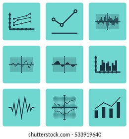Set Of Graphs, Diagrams And Statistics Icons. Premium Quality Symbol Collection. Icons Can Be Used For Web, App And UI Design. Vector Illustration, EPS10.