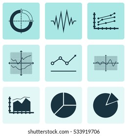 Set Of Graphs, Diagrams And Statistics Icons. Premium Quality Symbol Collection. Icons Can Be Used For Web, App And UI Design. Vector Illustration, EPS10.