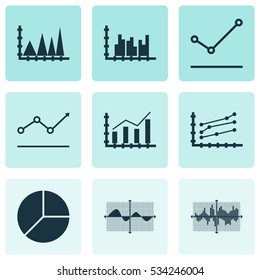 Set Of Graphs, Diagrams And Statistics Icons. Premium Quality Symbol Collection. Icons Can Be Used For Web, App And UI Design. Vector Illustration, EPS10.