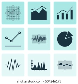 Set Of Graphs, Diagrams And Statistics Icons. Premium Quality Symbol Collection. Icons Can Be Used For Web, App And UI Design. Vector Illustration, EPS10.