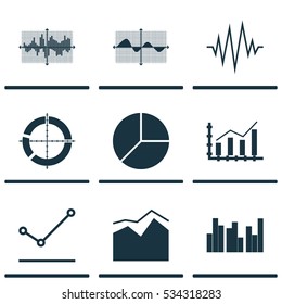 Set Of Graphs, Diagrams And Statistics Icons. Premium Quality Symbol Collection. Icons Can Be Used For Web, App And UI Design. Vector Illustration, EPS10.