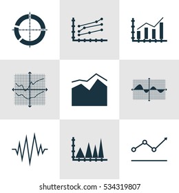 Set Of Graphs, Diagrams And Statistics Icons. Premium Quality Symbol Collection. Icons Can Be Used For Web, App And UI Design. Vector Illustration, EPS10.