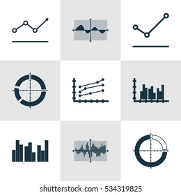 Set Of Graphs, Diagrams And Statistics Icons. Premium Quality Symbol Collection. Icons Can Be Used For Web, App And UI Design. Vector Illustration, EPS10.