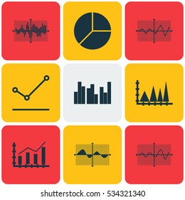 Set Of Graphs, Diagrams And Statistics Icons. Premium Quality Symbol Collection. Icons Can Be Used For Web, App And UI Design. Vector Illustration, EPS10.