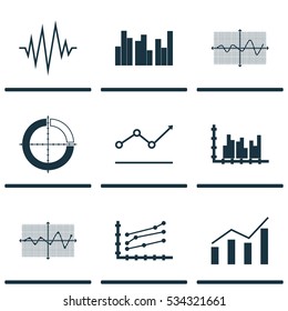 Set Of Graphs, Diagrams And Statistics Icons. Premium Quality Symbol Collection. Icons Can Be Used For Web, App And UI Design. Vector Illustration, EPS10.