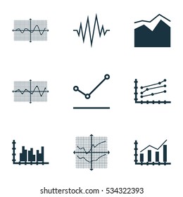 Set Of Graphs, Diagrams And Statistics Icons. Premium Quality Symbol Collection. Icons Can Be Used For Web, App And UI Design. Vector Illustration, EPS10.