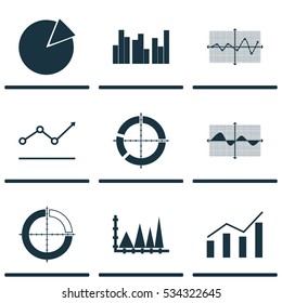 Set Of Graphs, Diagrams And Statistics Icons. Premium Quality Symbol Collection. Icons Can Be Used For Web, App And UI Design. Vector Illustration, EPS10.