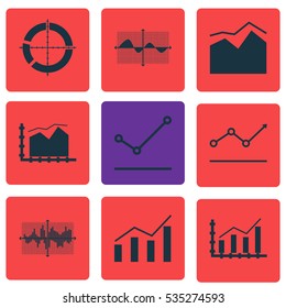 Set Of Graphs, Diagrams And Statistics Icons. Premium Quality Symbol Collection. Icons Can Be Used For Web, App And UI Design.
