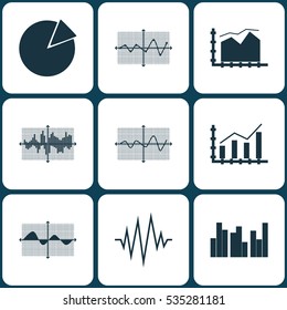 Set Of Graphs, Diagrams And Statistics Icons. Premium Quality Symbol Collection. Icons Can Be Used For Web, App And UI Design.