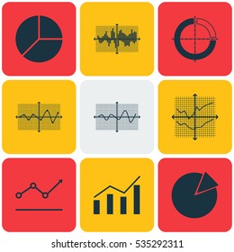 Set Of Graphs, Diagrams And Statistics Icons. Premium Quality Symbol Collection. Icons Can Be Used For Web, App And UI Design.