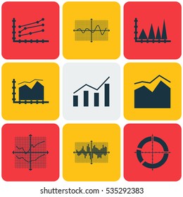Set Of Graphs, Diagrams And Statistics Icons. Premium Quality Symbol Collection. Icons Can Be Used For Web, App And UI Design.