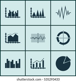 Set Of Graphs, Diagrams And Statistics Icons. Premium Quality Symbol Collection. Icons Can Be Used For Web, App And UI Design.