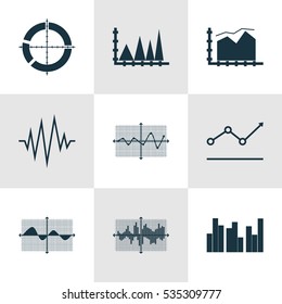 Set Of Graphs, Diagrams And Statistics Icons. Premium Quality Symbol Collection. Icons Can Be Used For Web, App And UI Design.