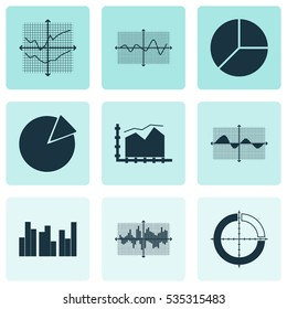 Set Of Graphs, Diagrams And Statistics Icons. Premium Quality Symbol Collection. Icons Can Be Used For Web, App And UI Design.