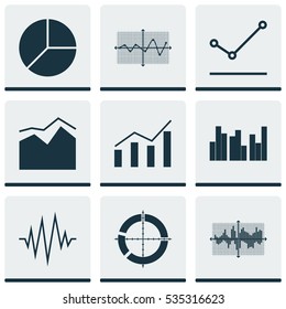 Set Of Graphs, Diagrams And Statistics Icons. Premium Quality Symbol Collection. Icons Can Be Used For Web, App And UI Design.
