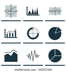 Set Of Graphs, Diagrams And Statistics Icons. Premium Quality Symbol Collection. Icons Can Be Used For Web, App And UI Design.