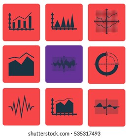 Set Of Graphs, Diagrams And Statistics Icons. Premium Quality Symbol Collection. Icons Can Be Used For Web, App And UI Design.