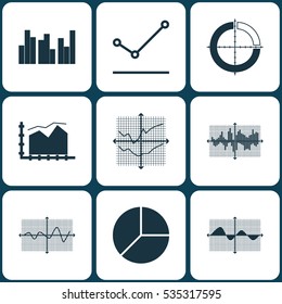 Set Of Graphs, Diagrams And Statistics Icons. Premium Quality Symbol Collection. Icons Can Be Used For Web, App And UI Design.