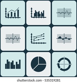 Set Of Graphs, Diagrams And Statistics Icons. Premium Quality Symbol Collection. Icons Can Be Used For Web, App And UI Design.