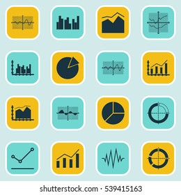Set Of Graphs, Diagrams And Statistics Icons. Premium Quality Symbol Collection. Icons Can Be Used For Web, App And UI Design.