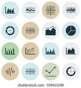 Set Of Graphs, Diagrams And Statistics Icons. Premium Quality Symbol Collection. Icons Can Be Used For Web, App And UI Design.