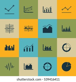 Set Of Graphs, Diagrams And Statistics Icons. Premium Quality Symbol Collection. Icons Can Be Used For Web, App And UI Design.
