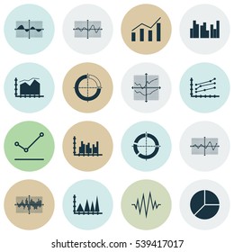 Set Of Graphs, Diagrams And Statistics Icons. Premium Quality Symbol Collection. Icons Can Be Used For Web, App And UI Design.